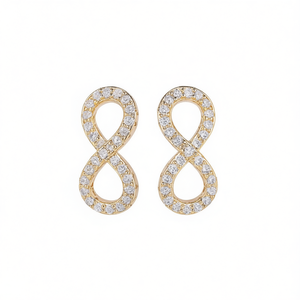 Orecchini Infinity E4748 con Diamanti Dorati, Taglio Brillante Rotondo, Colore G Naturale, Placcati in Oro, Lussuosi per Uso Quotidiano Femminile - Product Image 1