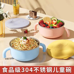 Bol en acier inoxydable Y Crown pour enfants avec couvercle et poignée, sans BPA, isolant thermique, 1-2 ans, bleu et rose - Product Image 4