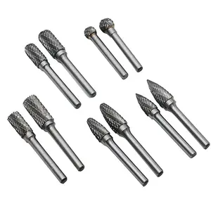 6pcs Tungsten Steel Grinder Carbide Rotary File Carving Milling Cutter Moagem Gravura Duplo Groove Rotary Burrs