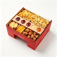 Boîte en carton personnalisée pour snacks de poulet frit, emballage alimentaire de qualité supérieure, conteneur de restauration rapide, plateau à compartiments anti-graisse