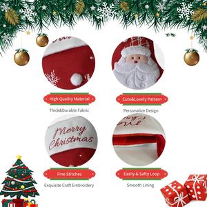 Calcetines Navideños Rojos de Gran Tamaño con Diseño Personalizado, Bordado, de Poliéster, para Colgar en la Chimenea, con Muñeco de Nieve y Santa Claus, Regalo de Navidad - Product Image 6