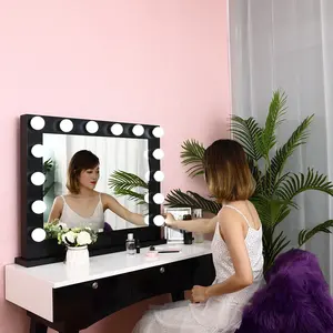 Factory Best sale Hollywood led mirror Decorative Vanity makeup square Led adjustable lighted mirror
