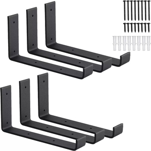 Siyah çelik J raf braketi duvara monte yüzer destek Metal raf braketi - Product Image 3