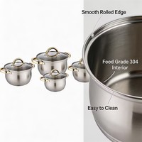 Ensemble de casseroles modernes en acier inoxydable triple couche, écologiques, compatibles lave-vaisselle, avec couvercles en verre, compatibles induction