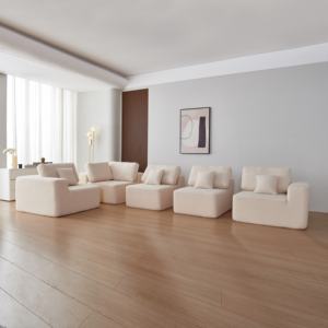 Sofá Seccional Modular Moderno Tapizado Convertible de Tres Plazas en Forma de L, de Tela, Sin Brazos, para Apartamento o Villa, Duradero - Product Image 5