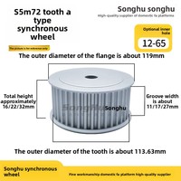 Polea Sincronizadora de Aluminio SH-HTPA-S5M100-72-A-P-d12 de 72 Dientes y 65 Orificios, en Stock