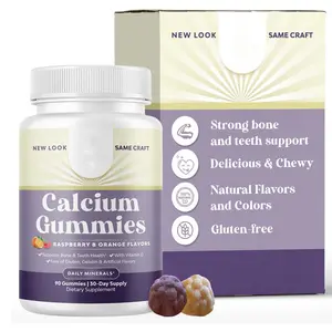 Hot Seller Premium Calcium Gummies with Vitamin D3 Bone Teeth Strength & Immune Support Chewable Calcium Gummy for Adults Kids