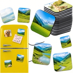 Tùy Chỉnh In Quảng Cáo Thăng Hoa Gỗ Trống Vuông Nam Châm Tủ Lạnh - Product Image 1