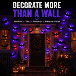 Lámpara de pared con luz nocturna LED 3D en forma de murciélago, calcomanía con efecto estéreo - Product Image 3