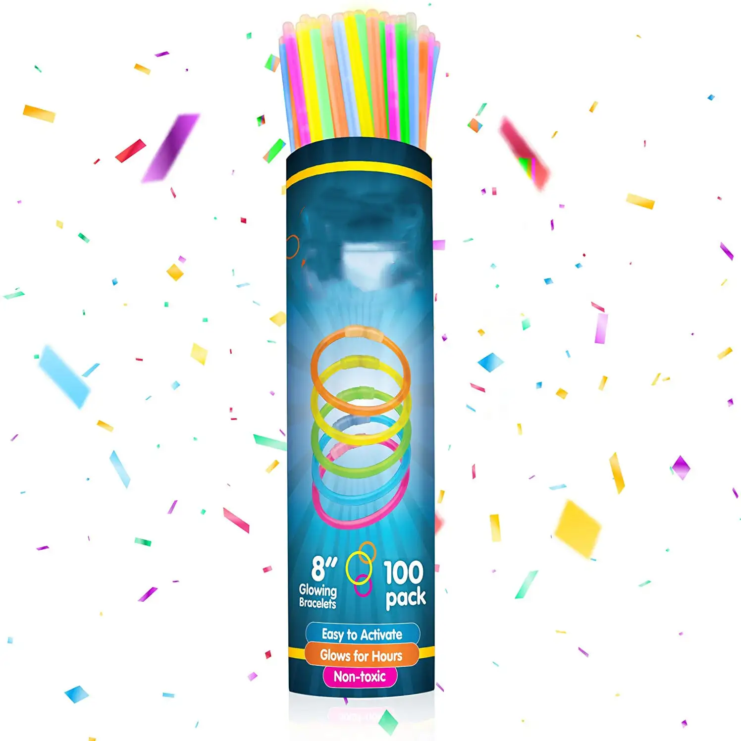 Connecteurs pour décorations de fête, Bracelets fluorescents, cylindres de 100 pièces, bâtons lumineux de 8 pouces, fournitures de fête, bâtons lumineux