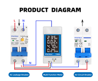 4IN1 110V 220V Din Rail AC Monitor Fase Tunggal 100A Pengukur Daya Energi VOLT AMP Voltmeter Ammeter Wattmeter