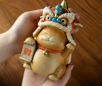 Nouveau produit phare : Figurine de lion porte-bonheur traditionnelle chinoise style Feng Shui, peinte à la gouache sur laiton