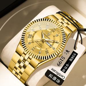 Montre de luxe pour homme, mouvement à quartz, style business décontracté, étanche, bracelet en acier inoxydable, boîtier en alliage de 40 mm, aiguilles en verre - Product Image 6