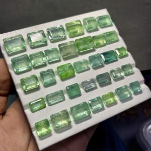 Piedras preciosas facetadas de fluorita verde en forma de octágono para la fabricación de joyería, precio al por mayor. - Product Image 2