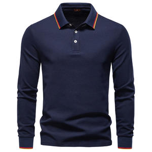 Camisa <span class=keywords><strong>Polo</strong></span> de Manga Larga para Hombre, Nueva Colección Primavera-Otoño, Tejido Transpirable de Alta Calidad, Cuello Solapa, Color Sólido, Estilo Casual - Product Image 2