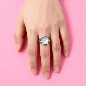 Anelli Islamici Retrò Punk, Gioielli Musulmani di Tendenza, Anello Vintage Turco con Doppia <span class=keywords><strong>Spada</strong></span> e Pietra Nera per Uomo - Product Image 5