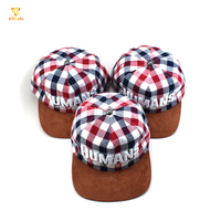 Casquette de baseball haut de gamme non structurée avec bouton métallique, broderie 3D personnalisée, motif écossais bicolore, 5 panneaux