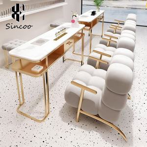 Light Luxury Custom Metal Professional Two-seater <b>Nail</b> Chair Modern Fashion Salon Manicure Table <b>Nail</b> Artist <b>Desk</b> Workshop - Product Image 2