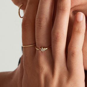 Bague ouverte en argent rhodié vintage avec zircon étoile, vente en gros d'usine UM JEWELRY, pour femme, fiançailles, mariage, anniversaire, fête - Product Image 4