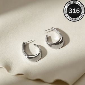 Boucles d'oreilles géométriques en acier inoxydable 316, plaquées or 18 carats, irrégulières, style luxe léger et haut de gamme, best-seller transfrontalier - Product Image 6
