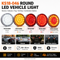 Feu arrière LED rond 80 mm 12 V, feu stop, clignotant, feu de recul, feu antibrouillard pour ATV, UTV, tricycle, remorque