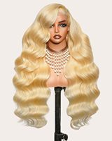 Perruque de Cheveux Humains Raides Ondulés “Body Wave” Remy Vietnamiens Blond 613 HD, Transparente, Marque Scintillante, Prix Usine