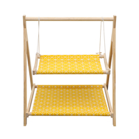 Hölzerne Doppelschichtige Katzenhängematte Schaukelbett Höhle Faltbar & Tragbar Abnehmbar Waschbar Modernes Klassisches Design für Hauskatzen