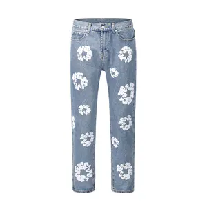 Xiaoxin Custom Silk Screen Print Jeans Slim Fit Blue Wash Denim Pants Vendor Spandex Fabric Clothes Skinny Jeans