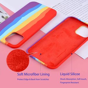 Custodia in Silicone <span class=keywords><strong>arcobaleno</strong></span> per iPhone 15 14 13 12 11 Pro Max colori vibranti <span class=keywords><strong>Cover</strong></span> protettiva antiurto <span class=keywords><strong>con</strong></span> una misura precisa - Product Image 2