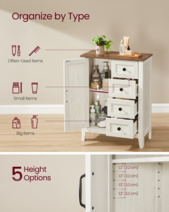 Mobiletto da <span class=keywords><strong>bagno</strong></span> <span class=keywords><strong>VASAGLE</strong></span> collezione LIRY, stile rustico, con 4 cassetti, mobiletto autoportante. - Product Image 3