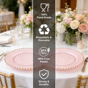 Piatti in Plastica PS Rosa Usa e Getta, Piatti Colorati Personalizzati per Insalata, Dessert e Cena, Vassoi in PP Riutilizzabili per Feste, Matrimoni, Campeggio - Product Image 4