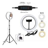 Lampu ring swafoto led siaran langsung 18 inci, lampu cincin swafoto riasan studio fotografi bisa diredupkan isi 10 12 14 21 inci