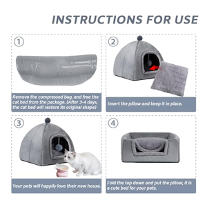 Fashion Designer Factory Custom Memory Foam Pet <b>Cat</b> Cave <b>Bed</b> Luxury Memory Foam Small Dog Cave <b>Bed</b> Cage Waterproof Portable - Product Image 2