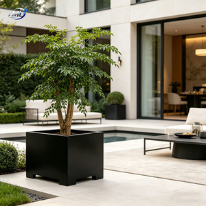 Jardinière carrée d'extérieur ML, moderne et minimaliste, en métal, pour plantes vertes de jardin - Product Image 5