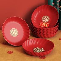 Bruiloft Chinese stijl plastic fruitbord Duurzaam rond bord voor thuisgebruik Gelukkig Chinees karaktersontwerp
