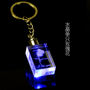 HDW thời trang hình chữ nhật tình yêu hình dạng móc chìa khóa Keyring món quà độc đáo trong suốt K9 Tinh thể thủy tinh <span class=keywords><strong>LED</strong></span> ánh sáng móc khóa cho phụ nữ - Product Image 3