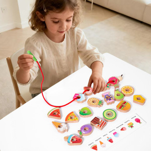 Gioco Educativo Montessori per Bambini: Giocattolo in Legno per Infilare Frutta e Imparare a Riconoscere le Forme - Product Image 2