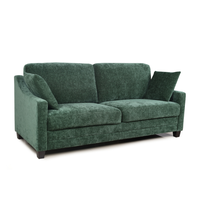 Canapé 3 places en tissu vert foncé, canapé moderne avec coussins décoratifs pour salon