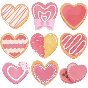 Set de Notas Adhesivas con Forma de Corazón, Esenciales para el Día de San Valentín, con 20 Hojas y Diseños de Macarons, Galletas y Dulces - Product Image 1