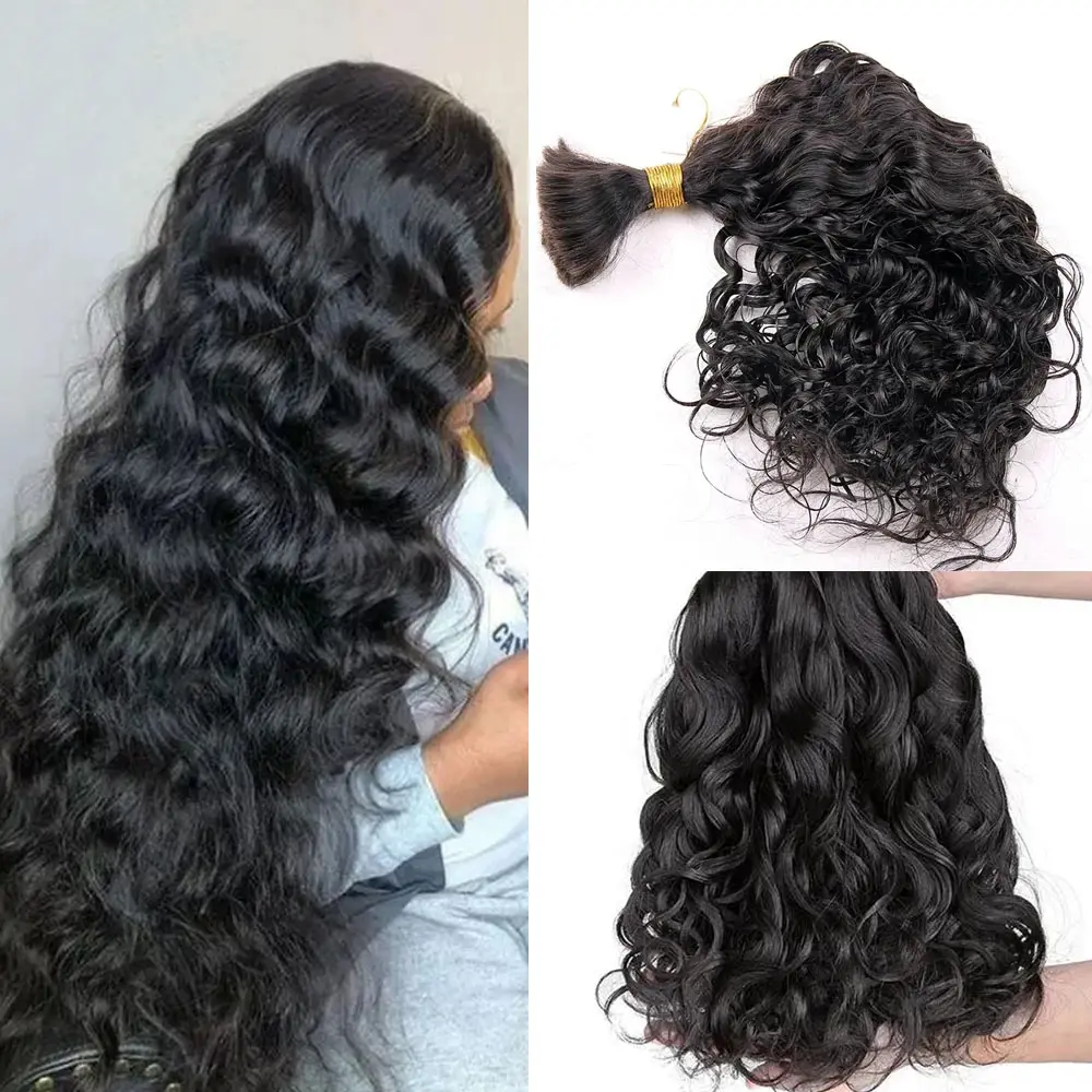 O cabelo humano maioria encaracolado da onda brasileira para trançar nenhuns pacotes maiorias do cabelo da trama completamente às extensões do cabelo