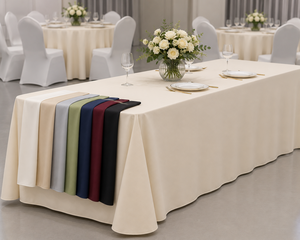 Custom Size Polyester Tablecloth Hotel Banquet Event Rental Commercial <b>Table</b> Linen Bulk Supplier - Product Image 1