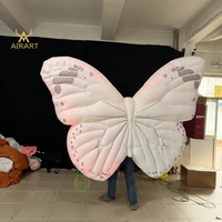Sac à dos papillon gonflable blanc en tissu Oxford avec lumière LED pour soirée dansante - Grande Vente
