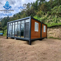 Casa Contenedor de Lujo Desmontable y Expandible, Moderna de 2 Pisos con Acabado de Madera, Transpirable, Prefabricada, para Glamping, Oficina o Dormitorio