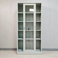 Armoire à portes coulissantes en métal et verre à prix d'usine, vente en gros, avec étagères réglables pour l'archivage de documents et de livres