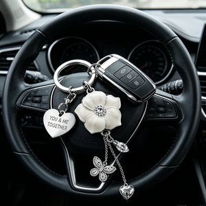 Porte-clés personnalisé gravé en forme de cœur, en alliage de zinc, avec papillon, fleur et cristal, breloque de sac pour femme, <span class=keywords><strong>cadeau</strong></span> de mariage ou de Saint-Valentin - Product Image 5