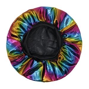 Bonnets en Satin Élastiques Ronds pour Bébés avec Logo Personnalisé pour Cheveux d'Enfants, Accessoire Capillaire en Soie Métallisée Laser pour Enfants - Product Image 2