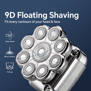 Rasoir Électrique Multifonctionnel 9D à Prix Abordable pour Hommes Chauves, Tondeuse 6-en-1 Rechargeable Sans Fil pour Barbe et Nez - Product Image 3