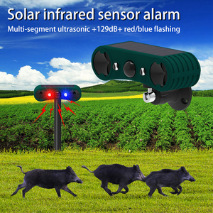 Alarma ultrasónica de inducción infrarroja solar, detectores de movimiento para exteriores y repelente de sensores con luz intermitente roja/azul - Product Image 2