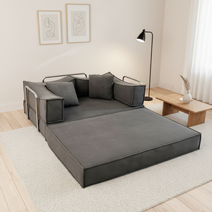 Sofá Cama Convertible Moderno de Pana, Colorido, con Brazos Rectos, Plegable, sin Estructura, Comprimido, para Apartamento - Product Image 1