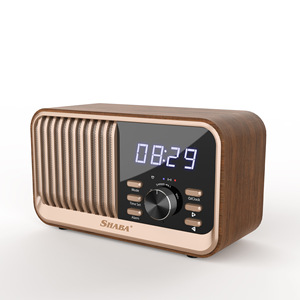 Shaba Retro Wooden for Speaker with Clock Alarm Radio Wireless Charging Bedside Portable 50-100W - Product Image 1